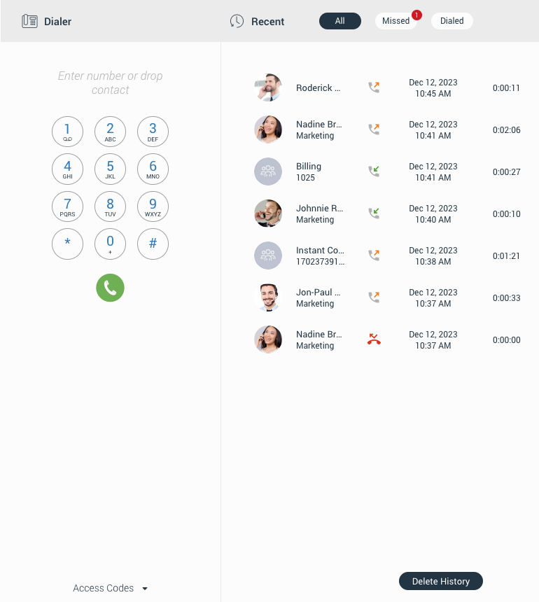 7.1_glocom_web_dialer_and_recent_calls_screen.png