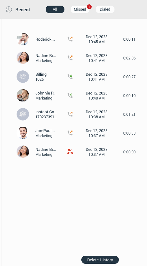 7.1_glocom_web_dialer_recent_calls_screen.png